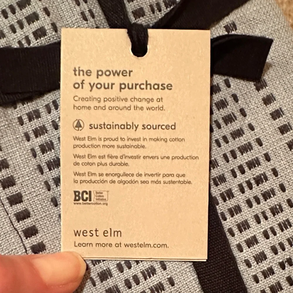 West Elm Light Blue Navy Patterned Cloth Napkins 100% Cotton Easy Care